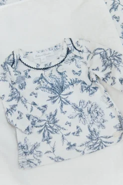 Tartine et Chocolat Pyjama deux pièces Imprimé inspiration toile de jouy bleu| Toile De Jouy Bleu|Pyjamas - Bonnets