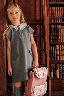 Tartine et Chocolat Robe Gris chiné col volanté|Enfant Robes