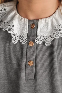 Tartine et Chocolat Robe Gris chiné col volanté|Enfant Robes