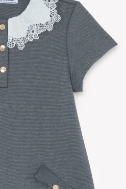Tartine et Chocolat Robe Gris chiné col volanté|Enfant Robes