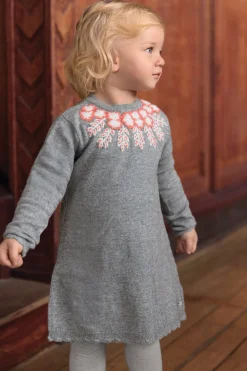 Tartine et Chocolat Robe Gris chiné broderies| Robes