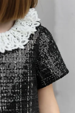 Tartine et Chocolat Robe Noir tweed|Enfant Robes