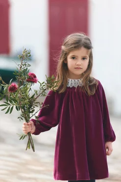 Tartine et Chocolat Robe Prune en velours| Robes