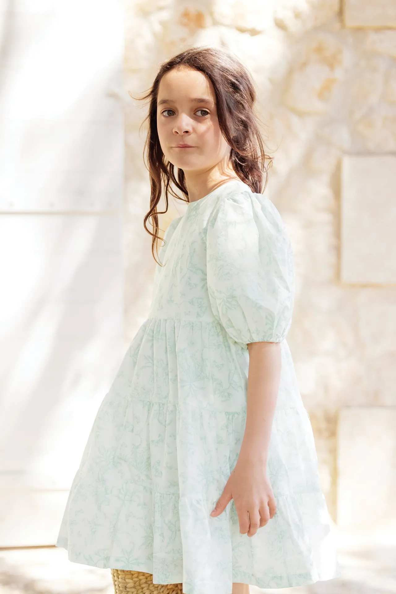 Tartine et Chocolat Robe Vert d'eau inspiration Toile de Jouy|Enfant Robes