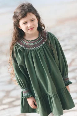 Tartine et Chocolat Robe Vert de gris velours|Enfant Robes