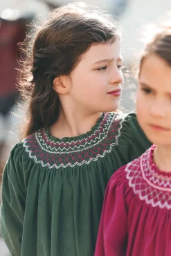 Tartine et Chocolat Robe Vert de gris velours|Enfant Robes
