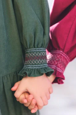 Tartine et Chocolat Robe Vert de gris velours|Enfant Robes