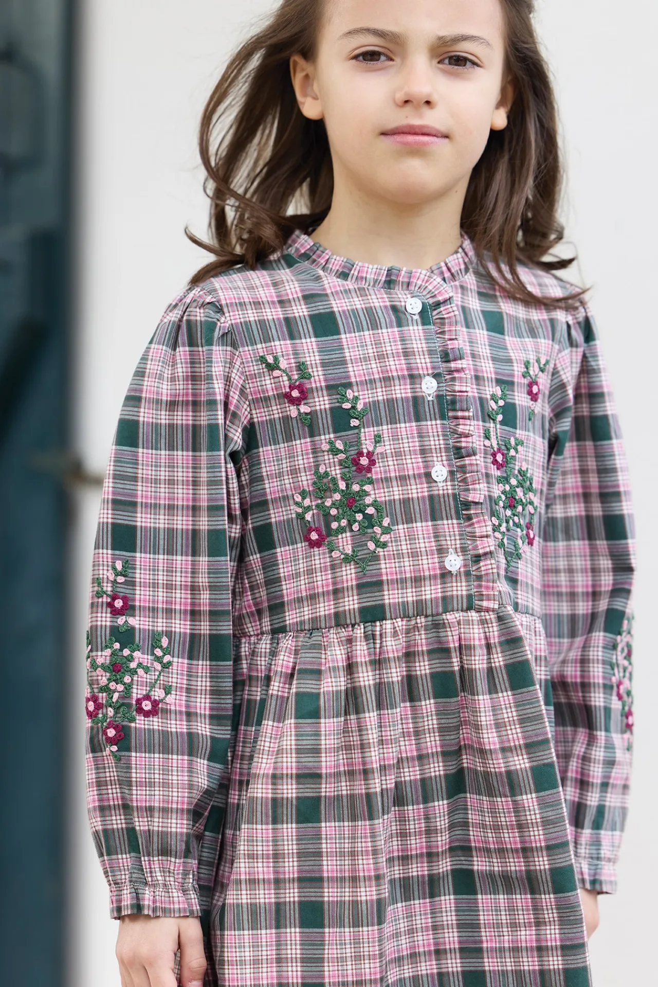 Tartine et Chocolat Robe Vert de gris à carreaux|Enfant Robes