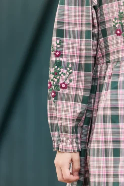 Tartine et Chocolat Robe Vert de gris à carreaux|Enfant Robes