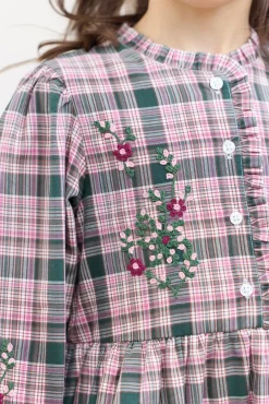 Tartine et Chocolat Robe Vert de gris à carreaux|Enfant Robes