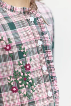 Tartine et Chocolat Robe Vert de gris à carreaux|Enfant Robes