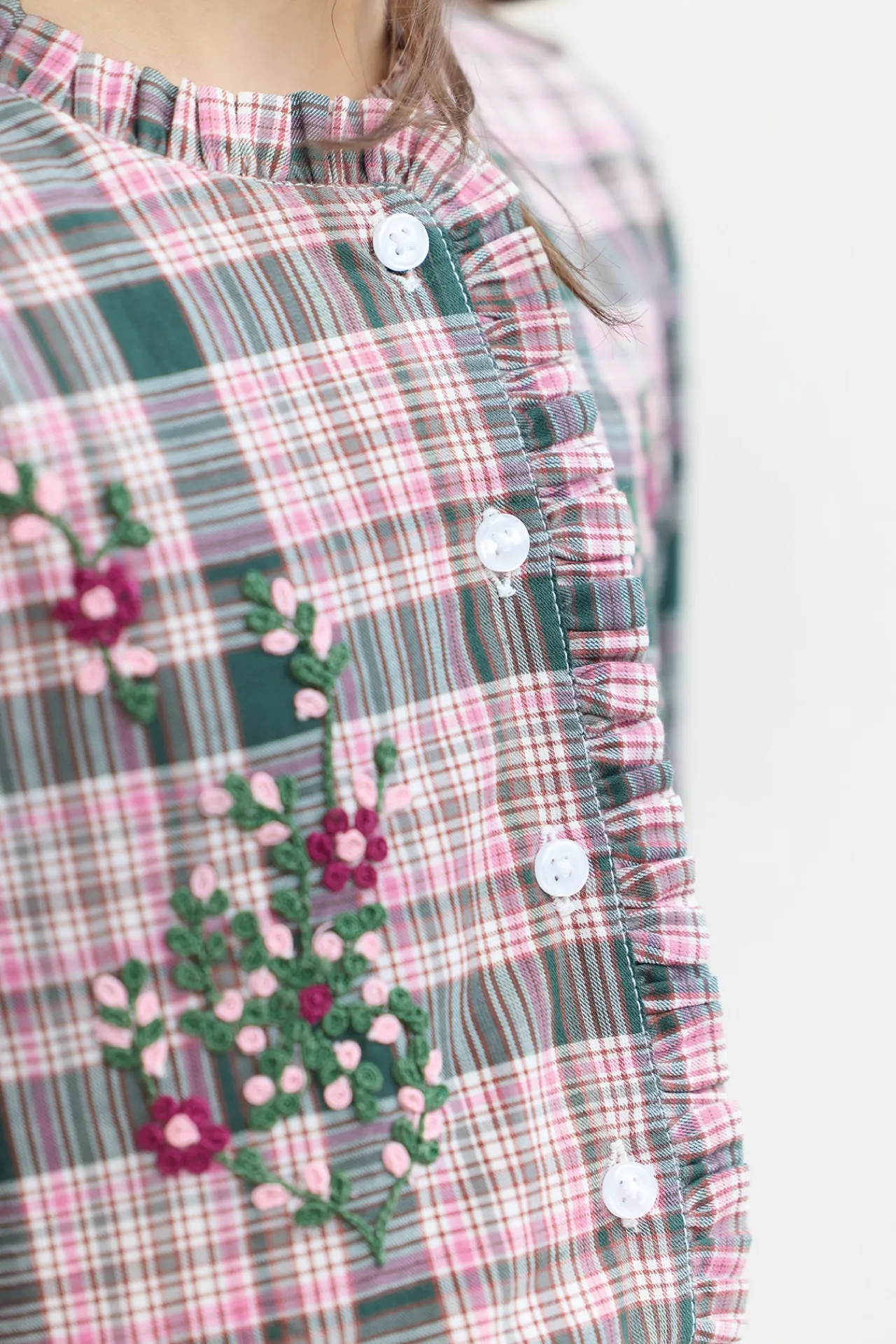 Tartine et Chocolat Robe Vert de gris à carreaux|Enfant Robes