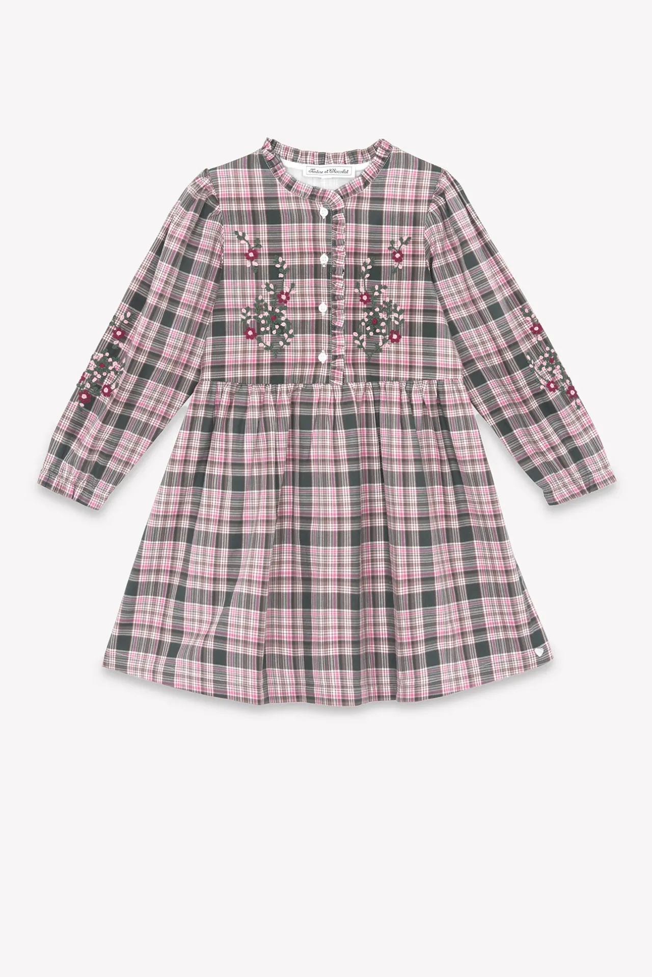 Tartine et Chocolat Robe Vert de gris à carreaux|Enfant Robes