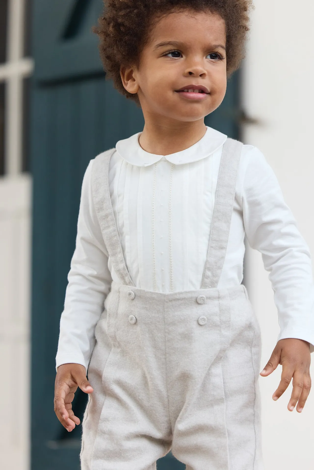 Tartine et Chocolat Salopette Beige chiné à boutons| Ensembles - Salopettes