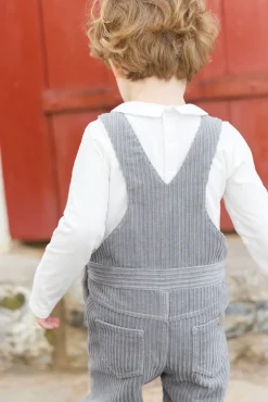 Tartine et Chocolat Salopette longue Gris moyen en velours| Ensembles - Salopettes