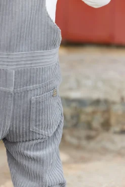 Tartine et Chocolat Salopette longue Gris moyen en velours| Ensembles - Salopettes
