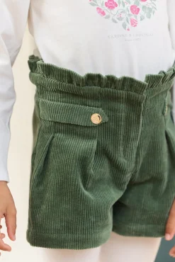 Tartine et Chocolat Short Vert de gris velours|Enfant Shorts - Jupes