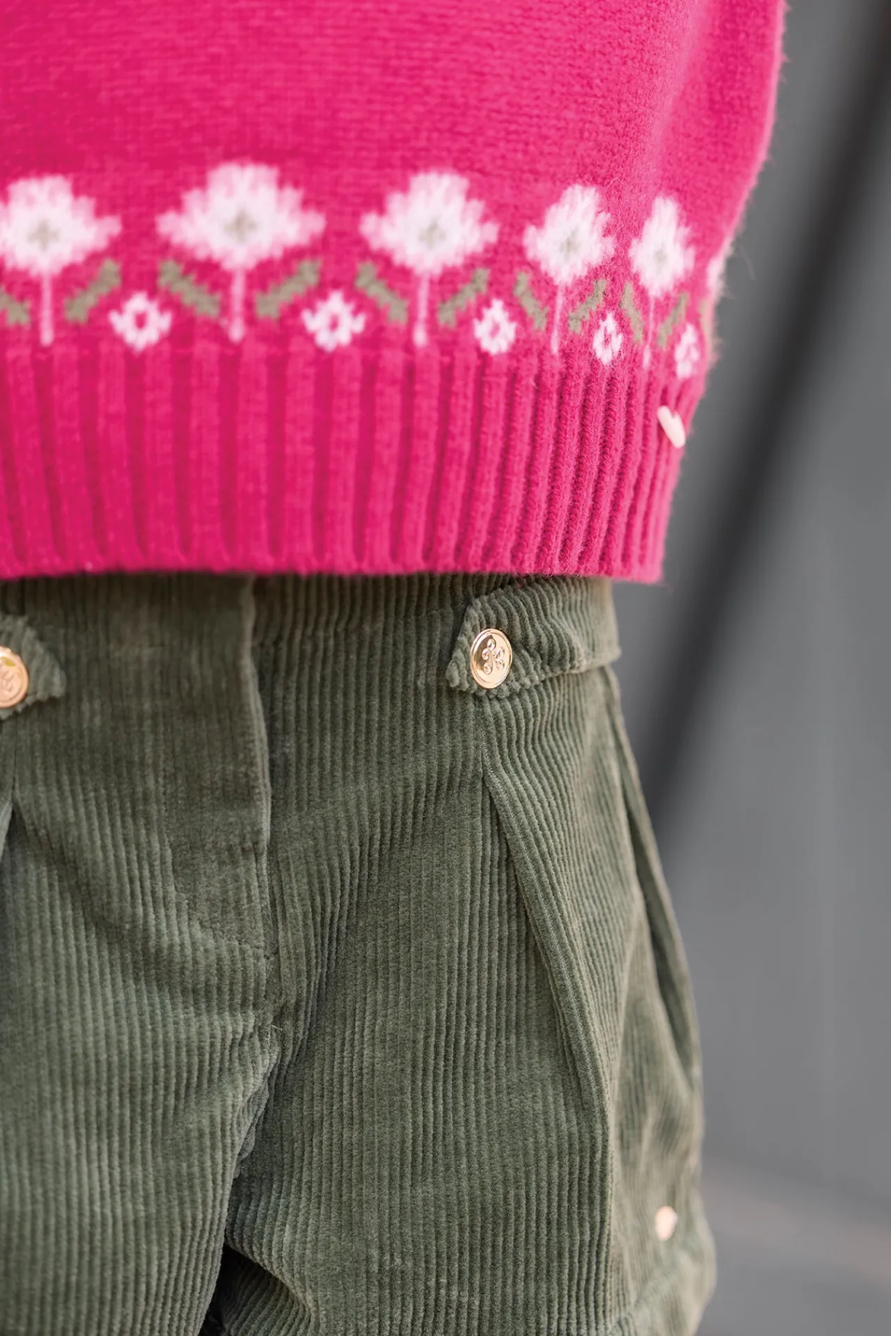 Tartine et Chocolat Short Vert de gris velours|Enfant Shorts - Jupes