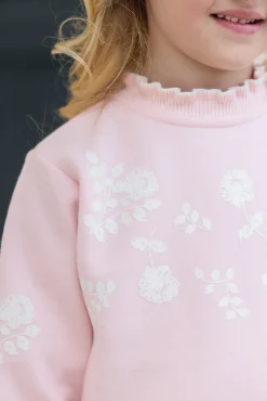 Tartine et Chocolat Sweat Rose poudré illustration fleurs|Enfant Cardigans - Pulls - Sweats