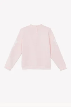 Tartine et Chocolat Sweat Rose poudré illustration fleurs|Enfant Cardigans - Pulls - Sweats