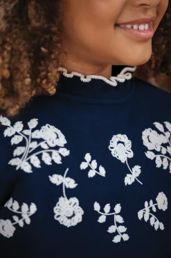 Tartine et Chocolat Sweat Marine illustration fleurs|Enfant Cardigans - Pulls - Sweats