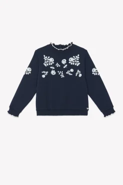 Tartine et Chocolat Sweat Marine illustration fleurs|Enfant Cardigans - Pulls - Sweats