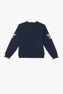 Tartine et Chocolat Sweat Marine illustration fleurs|Enfant Cardigans - Pulls - Sweats