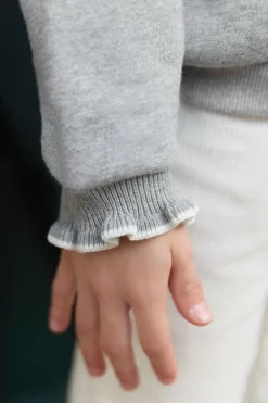 Tartine et Chocolat Sweat Gris chiné illustration fleurs|Enfant Cardigans - Pulls - Sweats