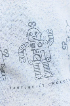 Tartine et Chocolat Sweat Bleu grisé illustration robots|Enfant Pulls - Gilets - Sweats