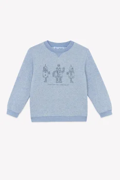Tartine et Chocolat Sweat Bleu grisé illustration robots|Enfant Pulls - Gilets - Sweats