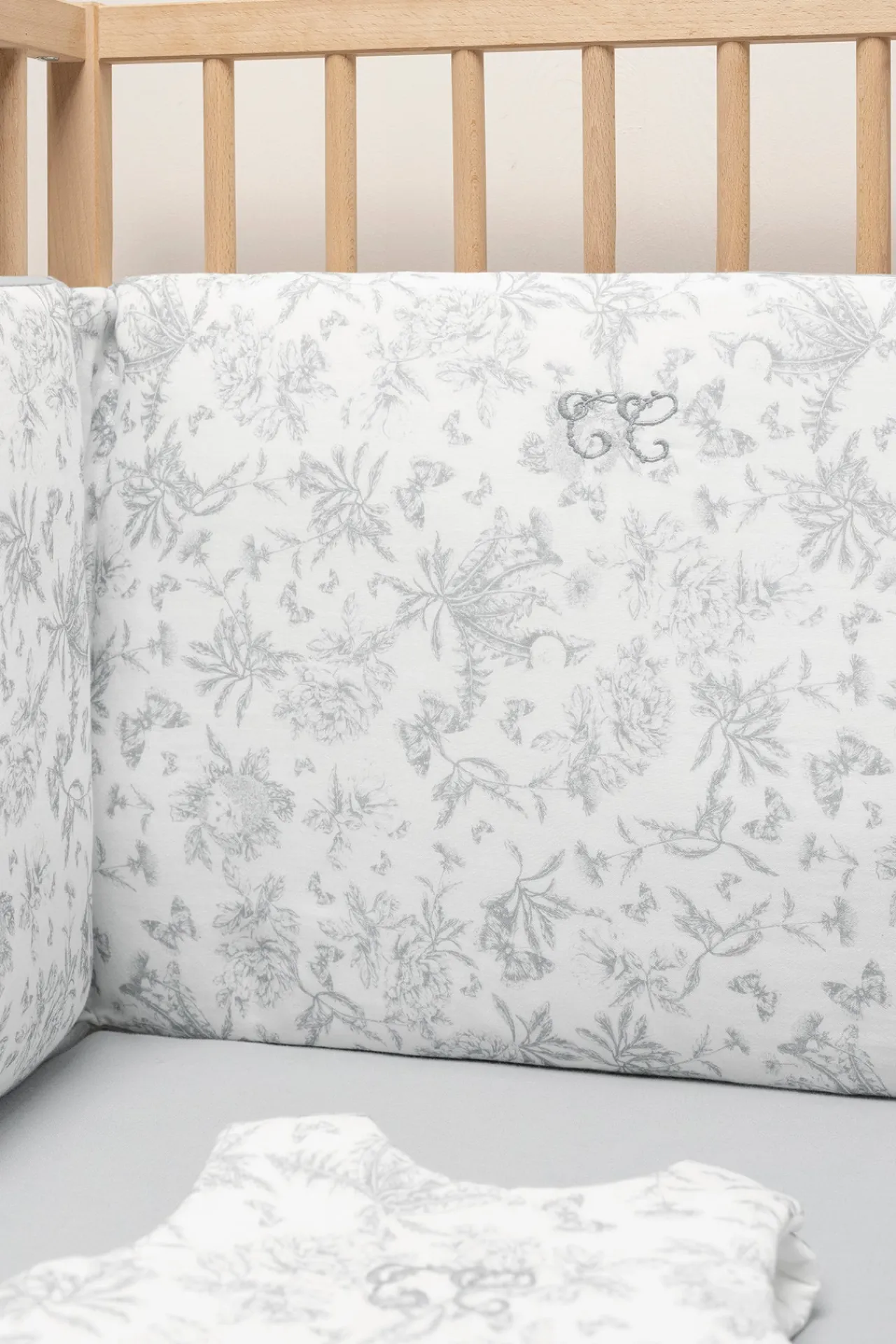 Tartine et Chocolat Tour de lit Imprimé inspiration toile de jouy gris| Toile De Jouy Gris|Gigoteuses - Linges De Lit