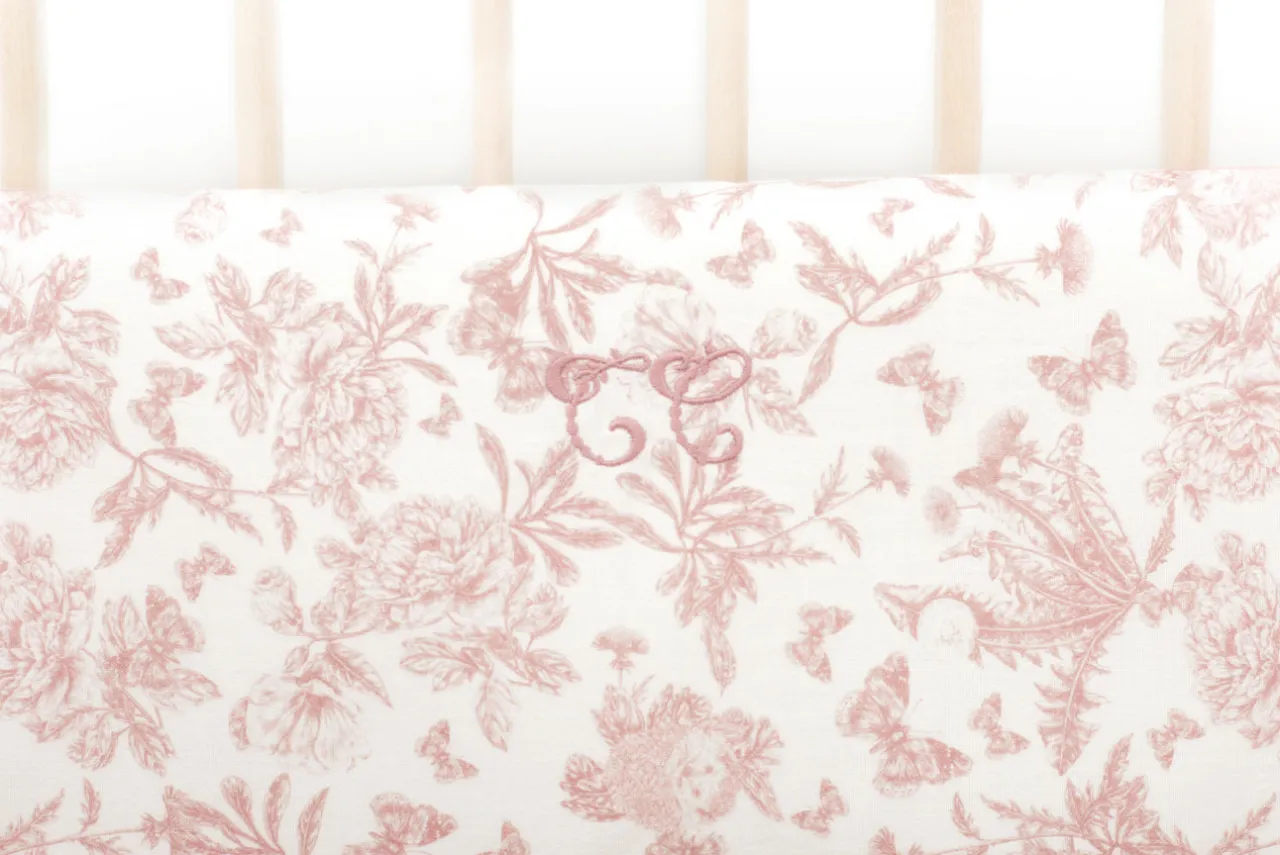 Tartine et Chocolat Tour de lit Imprimé inspiration Toile de Jouy rose| Toile De Jouy Rose|Gigoteuses - Linges De Lit