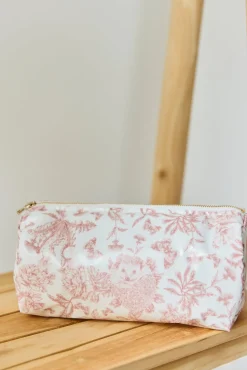 Tartine et Chocolat Trousse de toilette toile enduite Imprimé inspiration Toile de Jouy rose| Toile De Jouy Rose|Linges - Accessoires De Bain