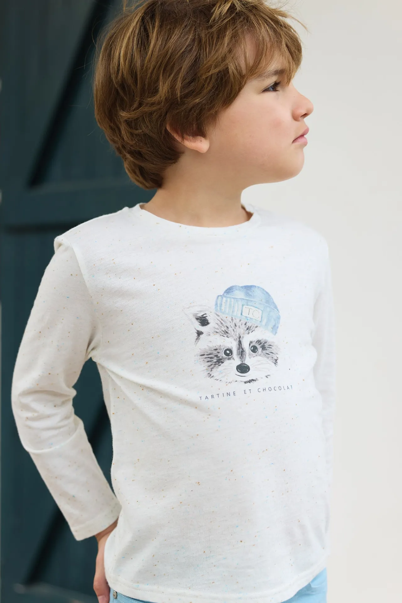 Tartine et Chocolat T-shirt Ecru illustration raton laveur|Enfant T-Shirts - Polos