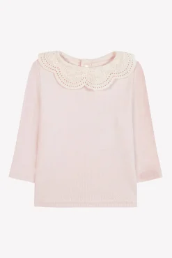 Tartine et Chocolat T-shirt Rose pâle col dentelle| T-Shirts - Blouses