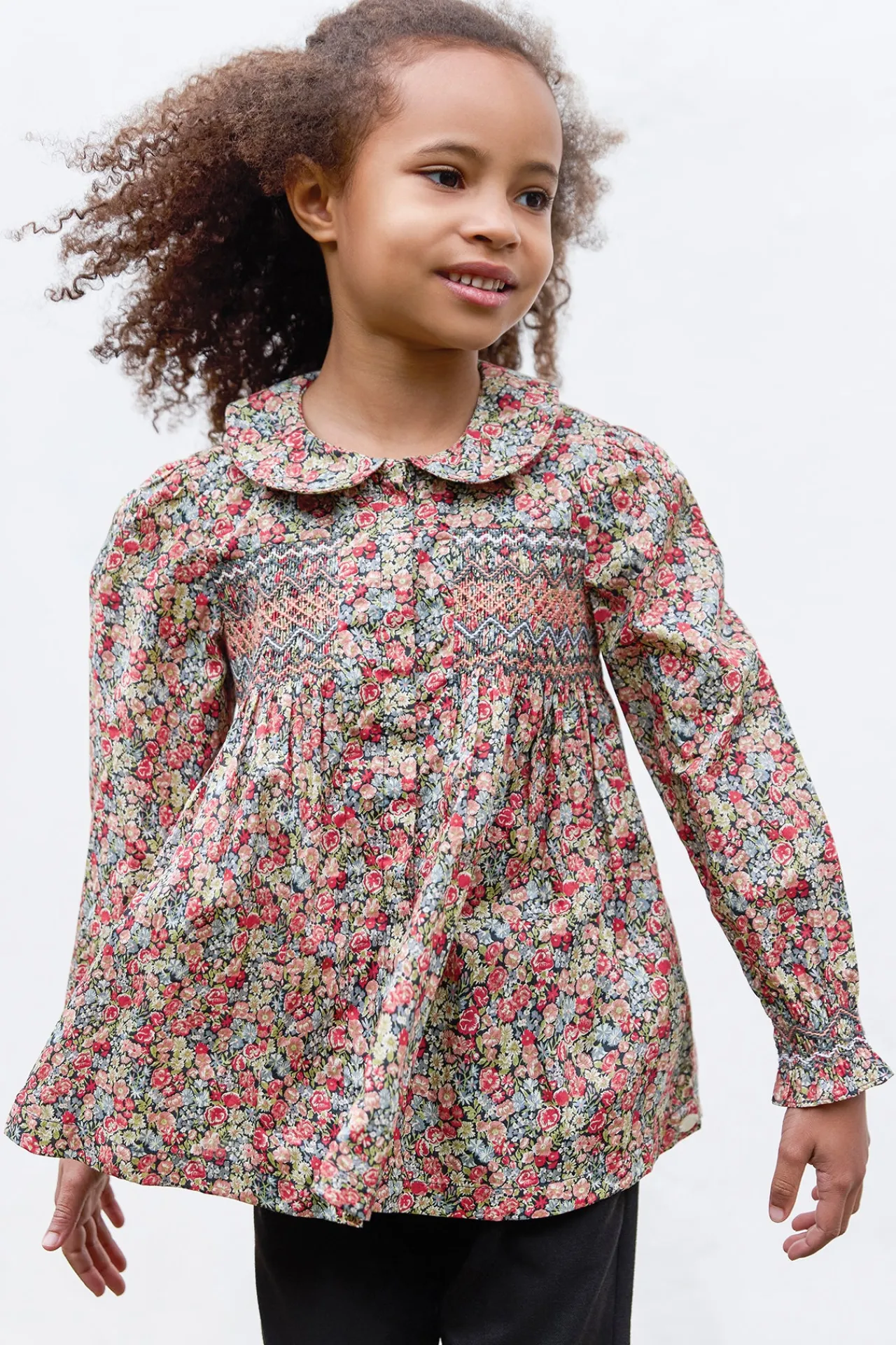 Tartine et Chocolat Tunique Tissu liberty manche smock|Enfant T-Shirts - Blouses