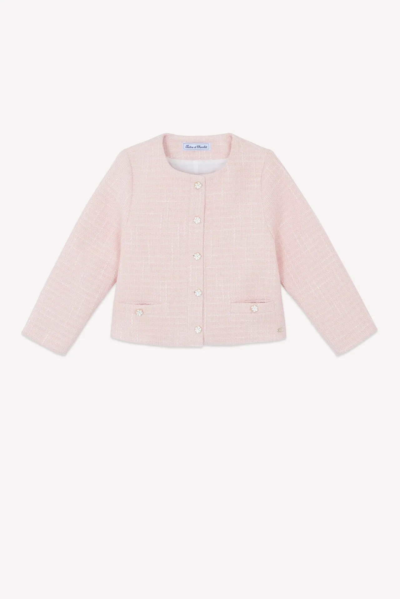 Tartine et Chocolat Veste Rose poudré tweed|Enfant Manteaux - Vestes